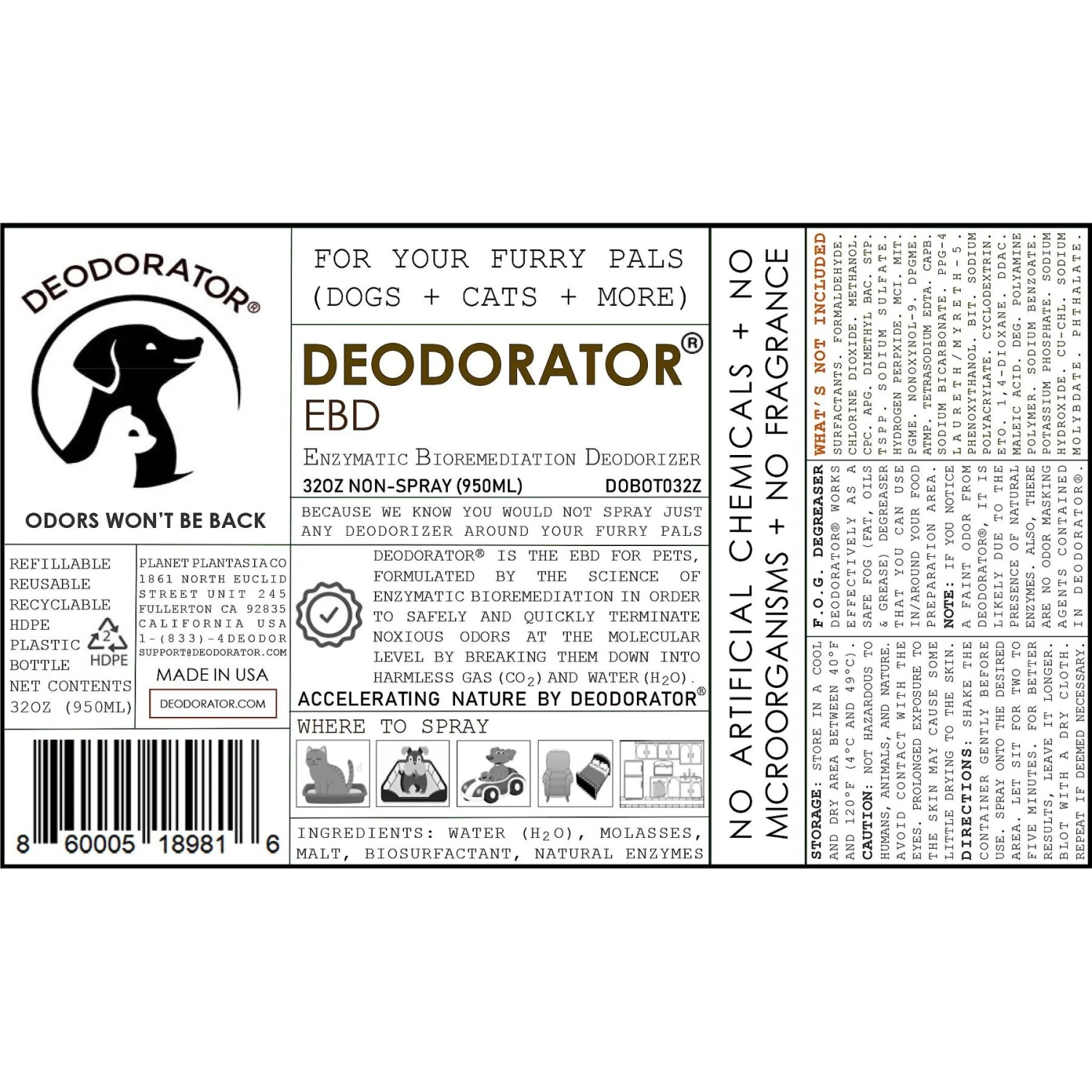 Deodorator EBD Cat & Dog Deodorizer, 32-oz Bottle 7 Deodorator EBD Cat & Dog Deodorizer, 32-oz Bottle - Image 5