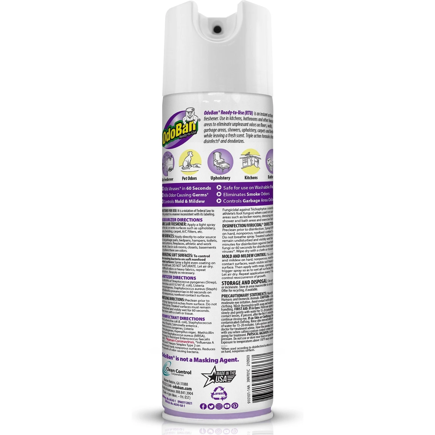 OdoBan Disinfectant Fabric & Air Freshener Lavender Spray, 14.6-oz Bottle 4 OdoBan Disinfectant Fabric & Air Freshener Lavender Spray, 14.6-oz Bottle - Image 2