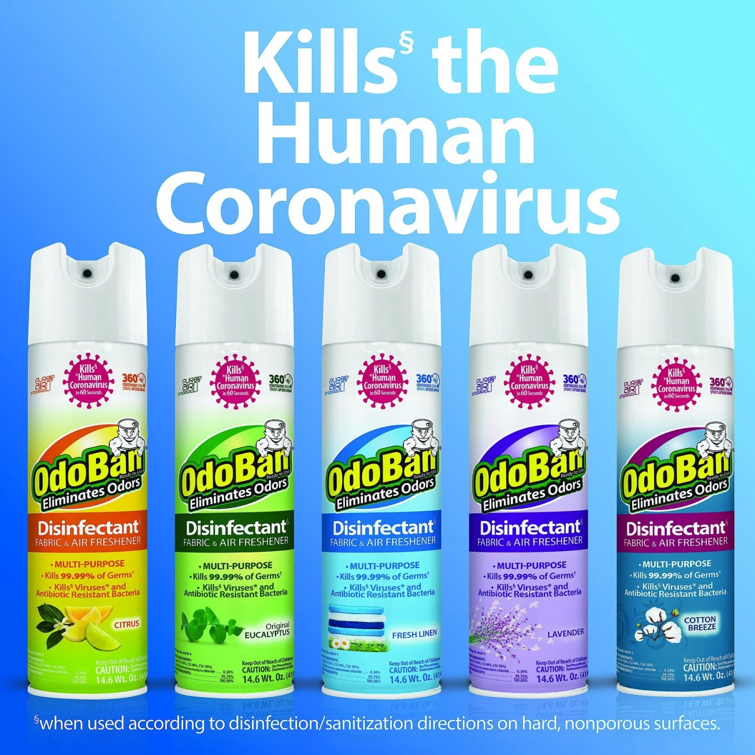 OdoBan Disinfectant Fabric & Air Freshener Lavender Spray, 14.6-oz Bottle 5 OdoBan Disinfectant Fabric & Air Freshener Lavender Spray, 14.6-oz Bottle - Image 3