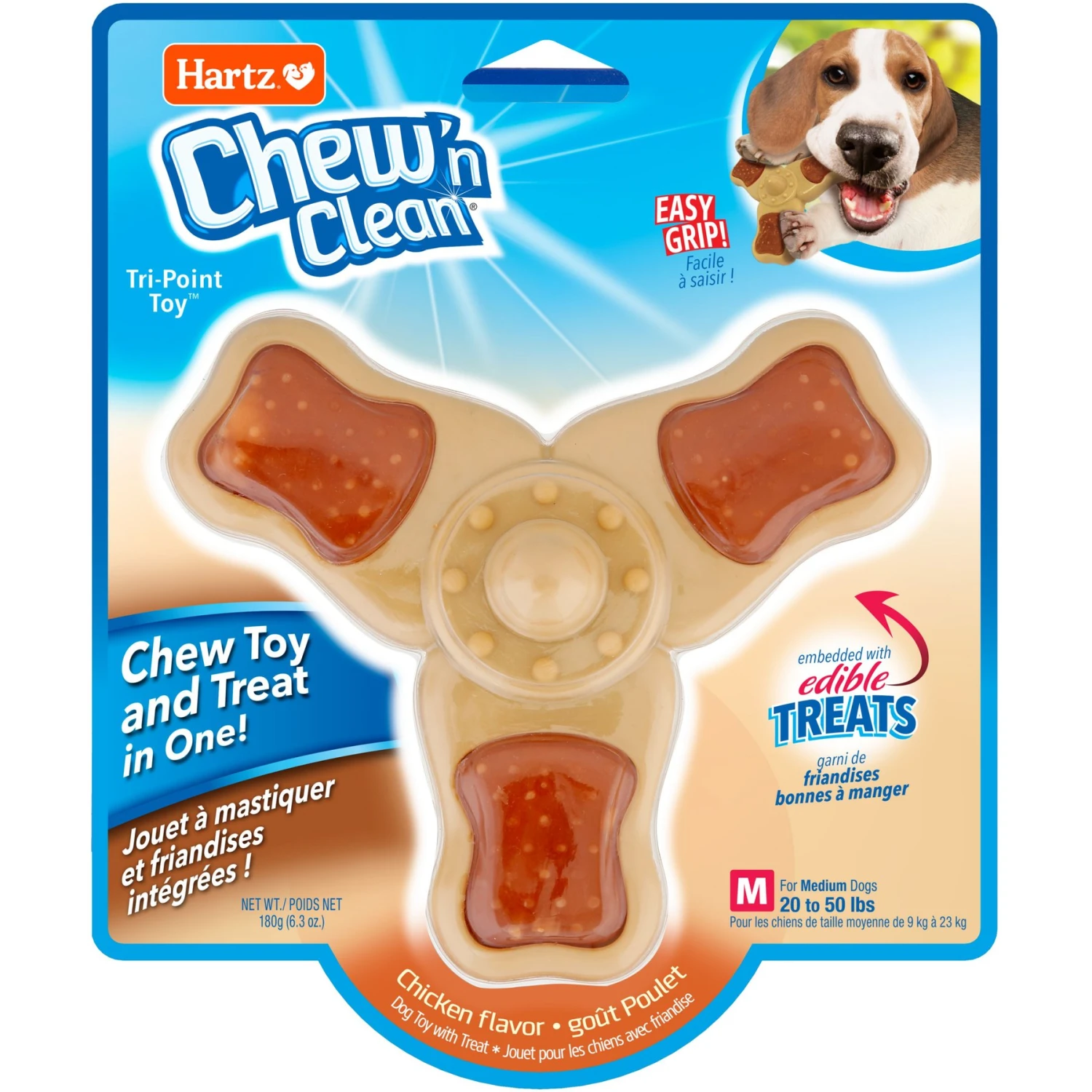 Hartz Chew 'n Clean Chew Chicken Flavored Tri-Point Dog Treat & Chew Toy 3 Hartz Chew 'n Clean Chew Chicken Flavored Tri-Point Dog Treat & Chew Toy