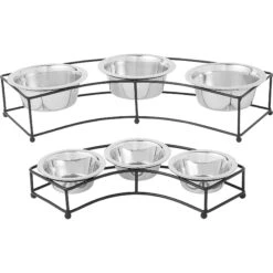 Frisco Multi Pet Feeding 3-Bowls Curved Stainless Steel Dog & Cat Bowl -Dog Supplies 277563 PT5. AC SS1800 V1627936053