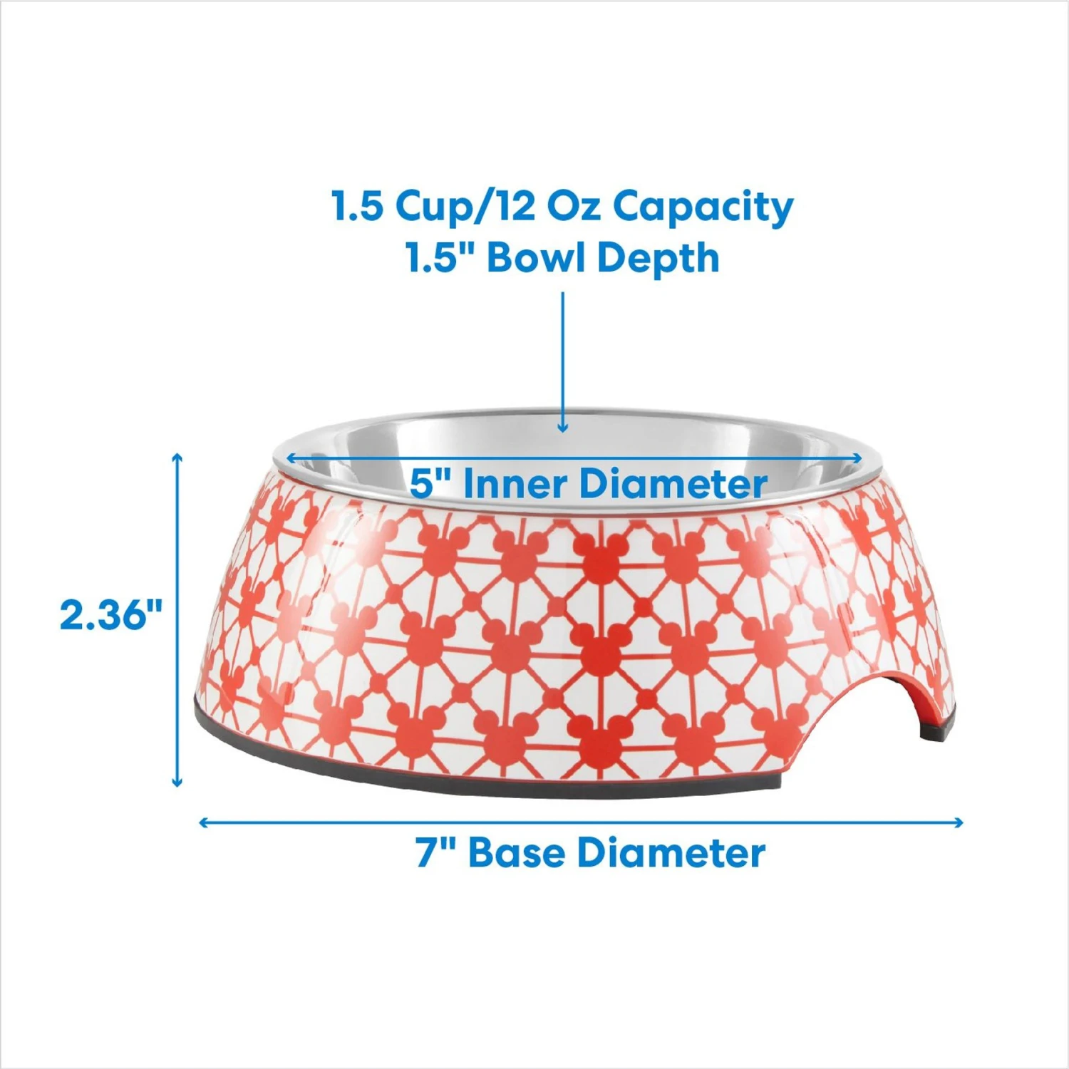 Disney Mickey Mouse Red Deco Stainless Steel & Melamine Dog & Cat Bowl 4 Disney Mickey Mouse Red Deco Stainless Steel & Melamine Dog & Cat Bowl - Image 2