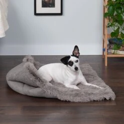 FurHaven Self-Warming Convertible Cuddle Mat Bolster Cat & Dog Bed