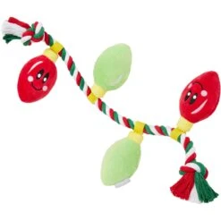 Dog Supplies 38 Frisco Holiday Lights Plush With Rope Squeaky Dog Toy