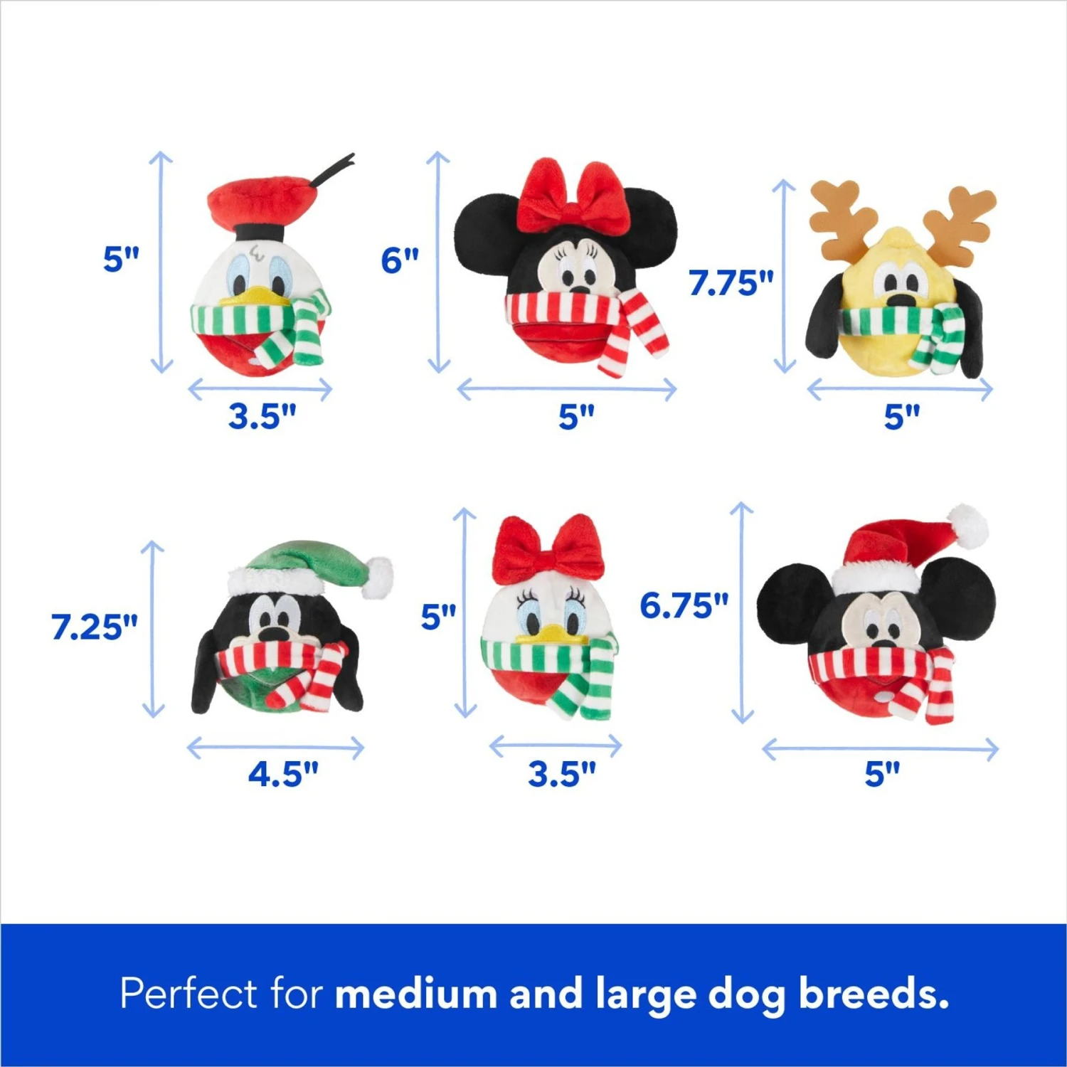 Disney Holiday Mickey Mouse & Friends Plush With Rubber Core Squeaky Dog Toy, 6 Count 4 Disney Holiday Mickey Mouse & Friends Plush With Rubber Core Squeaky Dog Toy, 6 Count - Image 2