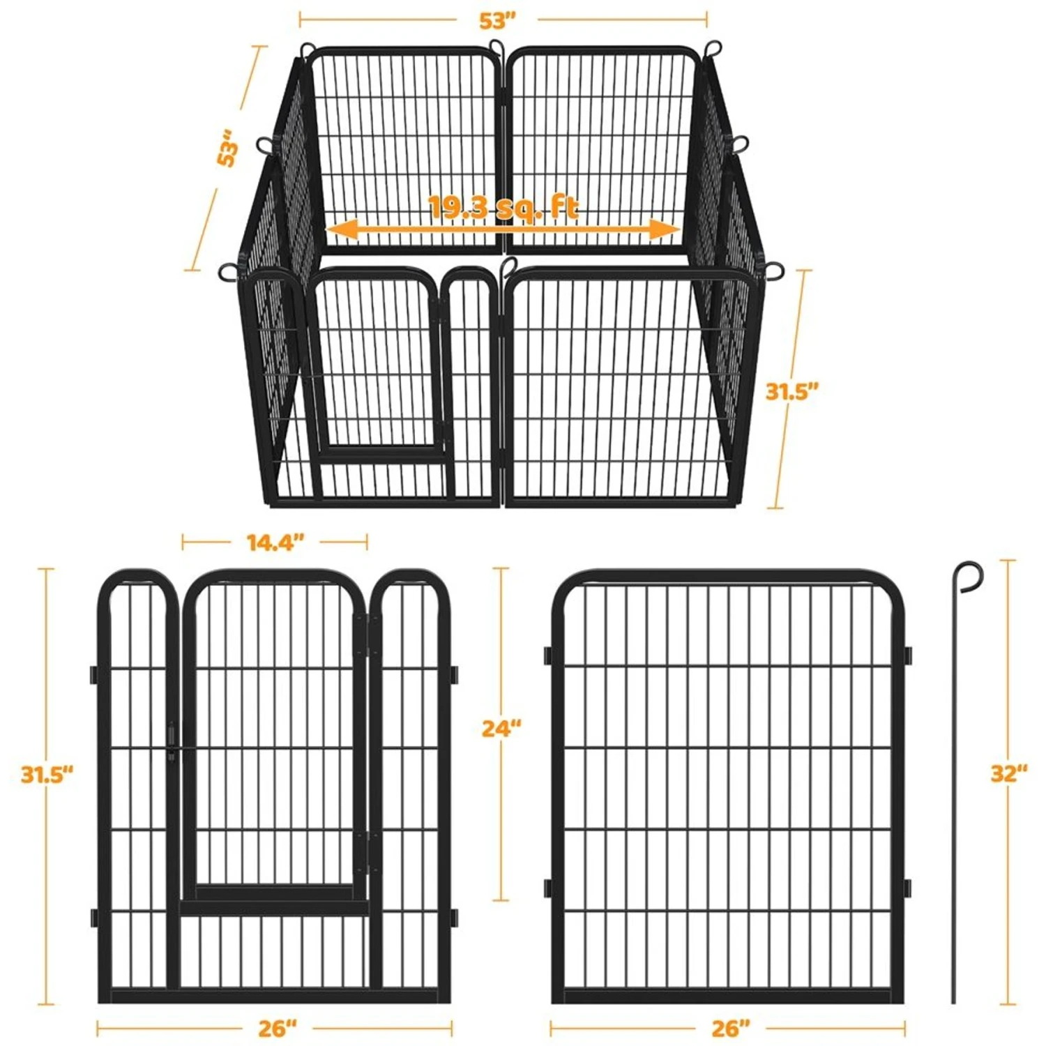 Yaheetech 8-Panel Wire Dog & Cat Exercise Playpen, 26-in W X 32-in H 4 Yaheetech 8-Panel Wire Dog & Cat Exercise Playpen, 26-in W X 32-in H - Image 2