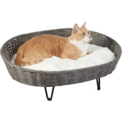 Frisco Elevated Rectangle Wicker Dog & Cat Bed With Eyelash Faux Fur Cushion 9 Frisco Elevated Rectangle Wicker Dog & Cat Bed With Eyelash Faux Fur Cushion -Dog Supplies 296679 PT2. AC SS1800 V1633727726