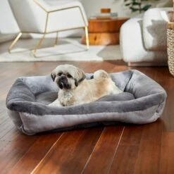 Frisco Herringbone Cuffed Cuddler Dog & Cat Bed