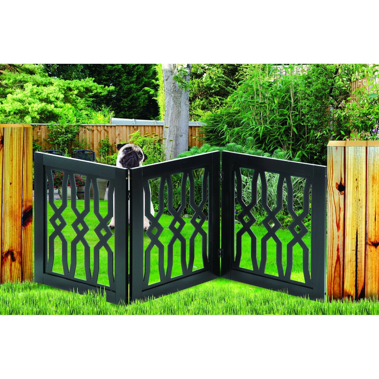 Etna Wood Diamond Twist Design Dog Gate 3 Etna Wood Diamond Twist Design Dog Gate