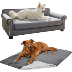 Frisco Sofa Pet Bed With Removable Cover & Frisco Eyelash Cat & Dog Blanket