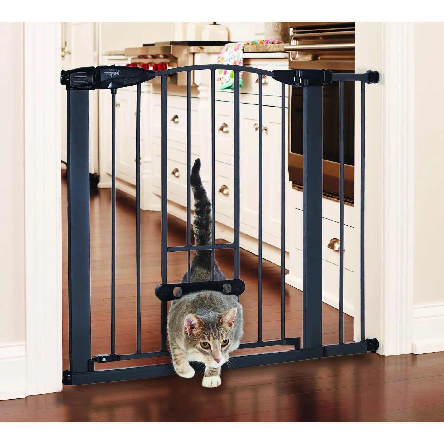 MyPet Wide Deco EasyPass Pet Gate, 30" High - Graphite 5 MyPet Wide Deco EasyPass Pet Gate, 30" High - Graphite - Image 3