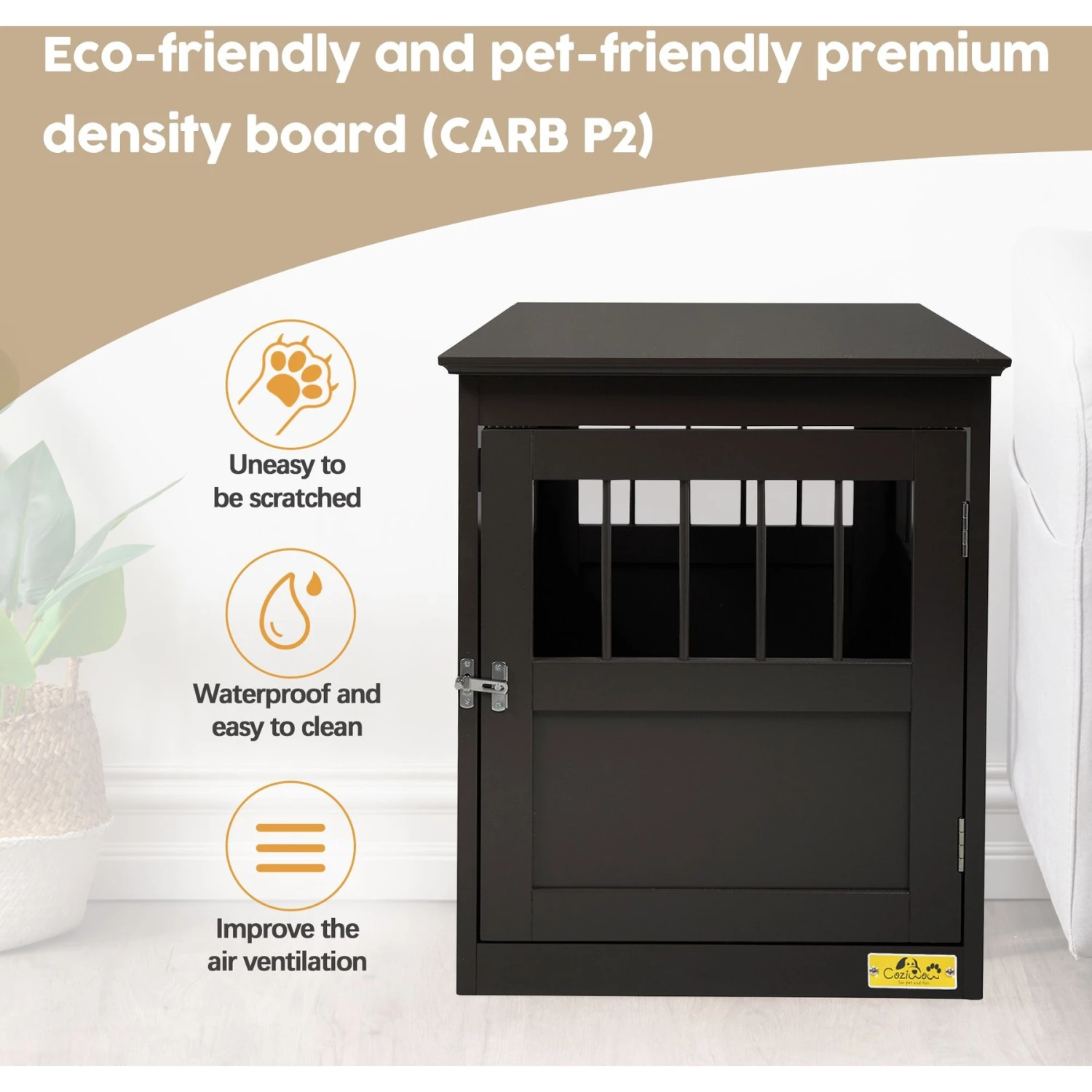 Coziwow By Jaxpety Single Door Furniture Style Wooden Dog Crate & End Table, Brown 10 Coziwow By Jaxpety Single Door Furniture Style Wooden Dog Crate & End Table, Brown - Image 8
