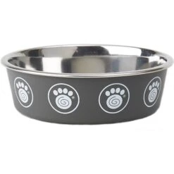 PetRageous Designs Capri Stainless-Steel Dog Bowl, Gray