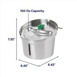 Frisco Stainless Steel Cactus & Leaf Dog & Cat Fountain -Dog Supplies 355814 PT1. AC SS1800 V1670518611