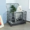 Coziwow By Jaxpety Heavy Duty Dog Crate With Double Door Removable Pan & Caster