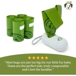 Doggy Do Good Certified Home Compostable Premium Dog & Cat Waste Bags, Small Handle Bags - On Rolls + Dispenser, 60 Count -Dog Supplies 361434 PT4. AC SS1800 V1703697621