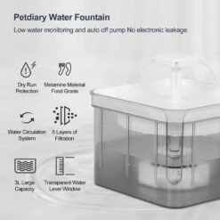 Petdiary Automatic Cat Water Fountain, White, Medium -Dog Supplies 364529 PT2. AC SS1800 V1646701343