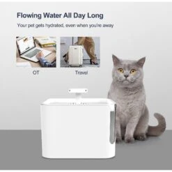 Petdiary Automatic Cat Water Fountain, White, Medium -Dog Supplies 364529 PT6. AC SS1800 V1646699191