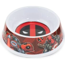 Buckle-Down Deadpool Logo Deadpool Pose Dog Bowls, Red, 16-oz