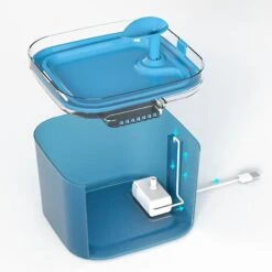 PATPET Triple Filter Ultra Quiet Pump Cat & Dog Water Fountain Dispenser, Blue, 75-oz -Dog Supplies 521670 PT4. AC SS1800 V1658191241