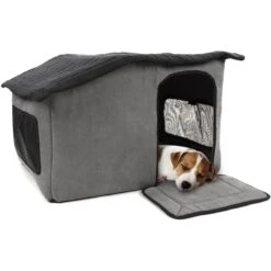 Sherpa Portable Soft Sided Foldable Cat & Dog Indoor Shelter, Gray, Medium