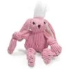 HuggleHounds Barnyard Durable Plush Corduroy Knottie Bunny Squeaky Dog Toy