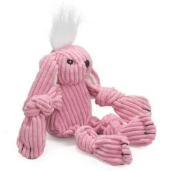 HuggleHounds Barnyard Durable Plush Corduroy Knottie Bunny Squeaky Dog Toy -Dog Supplies 53736 PT3. AC SS1800 V1601028355