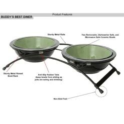 PetRageous Designs Buddy's Best Double Diner Elevated Dog & Cat Bowls -Dog Supplies 54957 PT4. AC SS1800 V1660339487