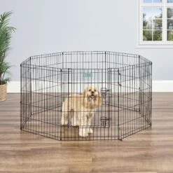 MidWest Wire Dog Exercise Pen With Step-Thru Door, Black E-Coat
