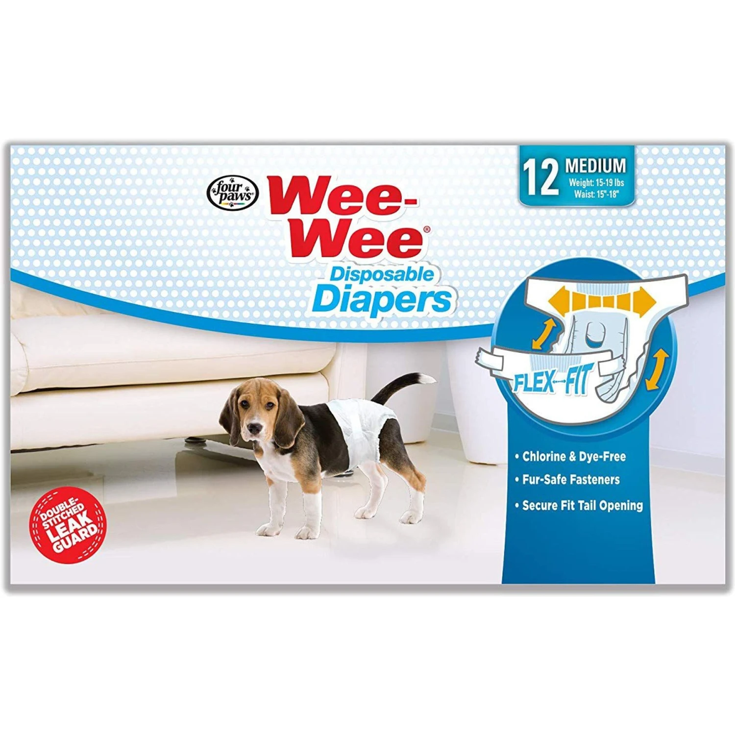 Four Paws Wee-Wee Disposable Dog Diapers & Four Paws Wee-Wee Superior Performance Dog Pee Pads 4 Four Paws Wee-Wee Disposable Dog Diapers & Four Paws Wee-Wee Superior Performance Dog Pee Pads - Image 2