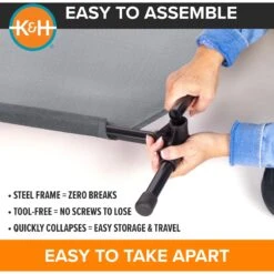 K&H Pet Products All Weather Elevated Dog Cot Bed, Gray -Dog Supplies 613782 PT4. AC SS1800 V1660235246