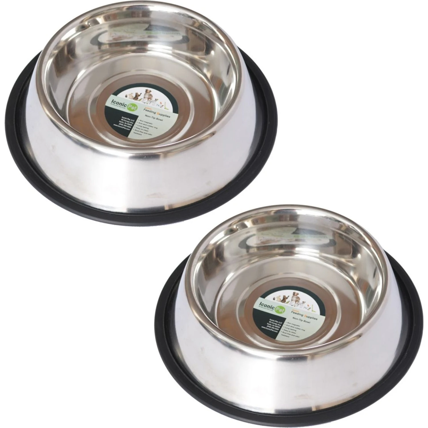 Iconic Pet Stainless Steel Non-Skid Dog & Cat Bowl, 2 Count 3 Iconic Pet Stainless Steel Non-Skid Dog & Cat Bowl, 2 Count
