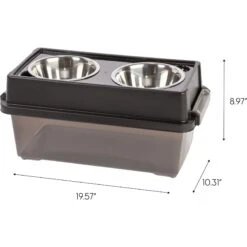 IRIS USA WeatherPro Airtight Elevated Pet Feeder With Food Storage Container & Bowls In Lid -Dog Supplies 65477 PT5. AC SS1800 V1461607509