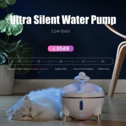 Petdiary Spaceship Ultra-Quiet Dog & Cat Water Fountain, 54.1-oz -Dog Supplies 658534 PT3. AC SS1800 V1664534011