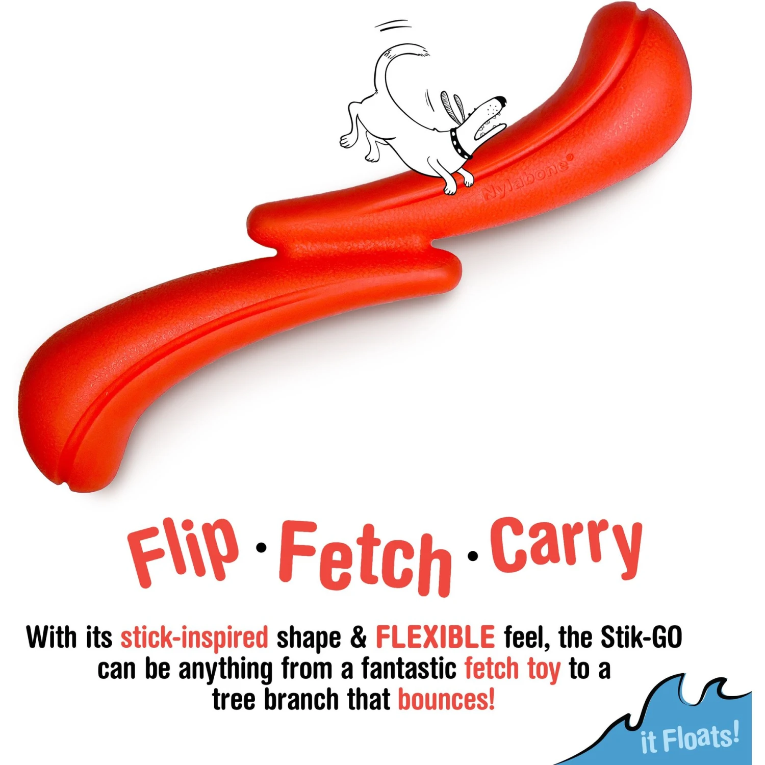 Nylabone Creative Play Stik-GO Interactive Dog Toy, Red 4 Nylabone Creative Play Stik-GO Interactive Dog Toy, Red - Image 2