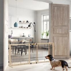 Coziwow 21-in Adjustable Extra Wide Freestanding Dog Gate, Natural Wood -Dog Supplies 665846 PT3. AC SS1800 V1668456945