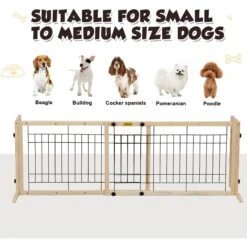 Coziwow 21-in Adjustable Extra Wide Freestanding Dog Gate, Natural Wood -Dog Supplies 665846 PT6. AC SS1800 V1668456891