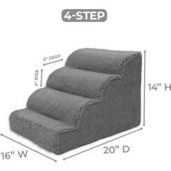 Precious Tails High Density Foam Scalloped Sherpa Top 4 Steps Dog & Cat Stair -Dog Supplies 674982 PT5. AC SS1800 V1665780571