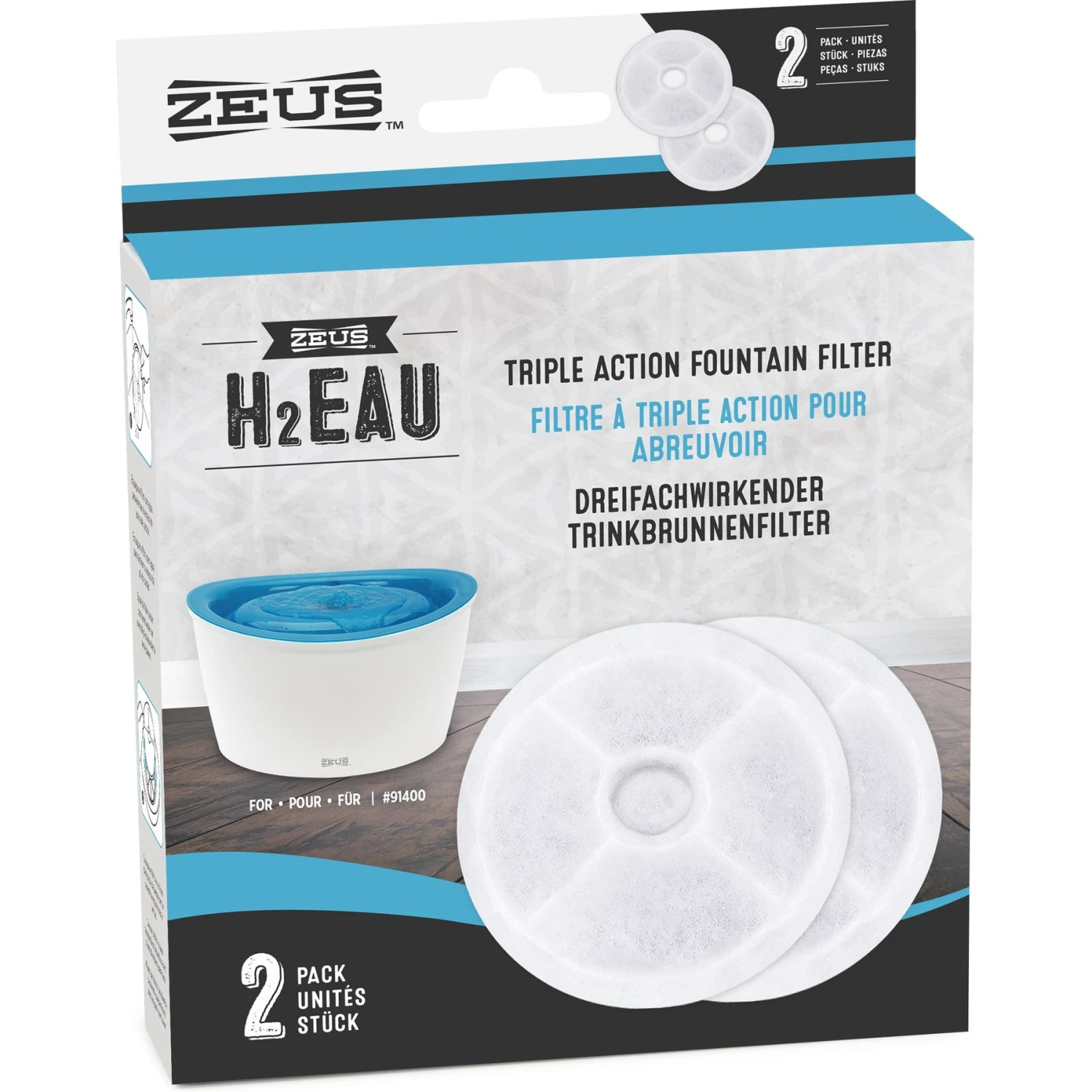 Zeus H2EAU Drinking Fountain Filters, 2 Count 3 Zeus H2EAU Drinking Fountain Filters, 2 Count