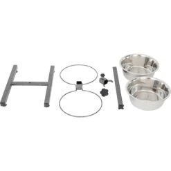 Iconic Pet Adjustable Stainless Steel Elevated Dog Bowl, H Design -Dog Supplies 701886 PT8. AC SS1800 V1668110957