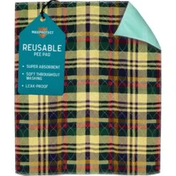 Chew + Heal Max Protect Tartan Plaid Patterned Reusable Dog Pee Pads, 18-in