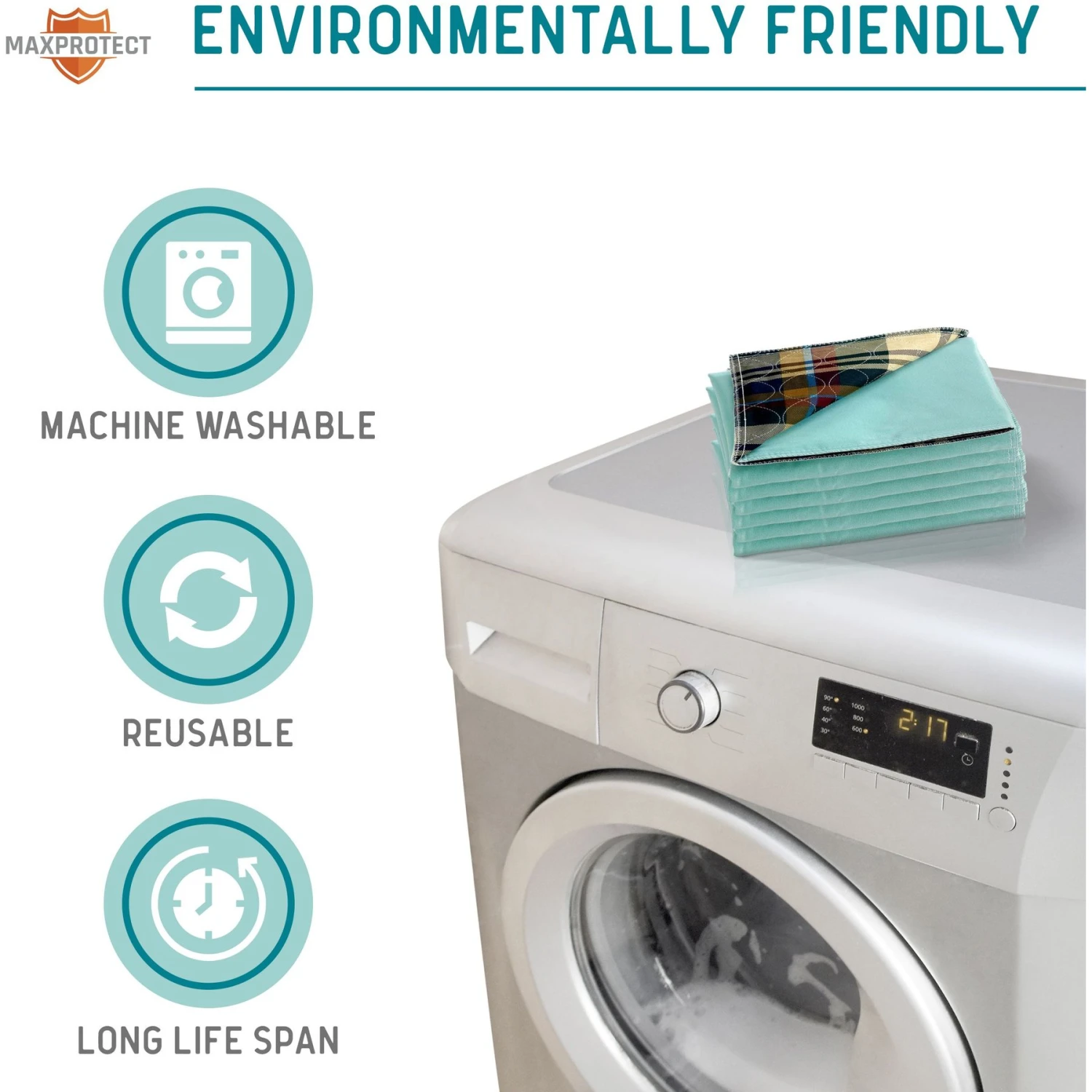 Chew + Heal Max Protect Tartan Plaid Patterned Reusable Dog Pee Pads, 18-in 5 Chew + Heal Max Protect Tartan Plaid Patterned Reusable Dog Pee Pads, 18-in - Image 3