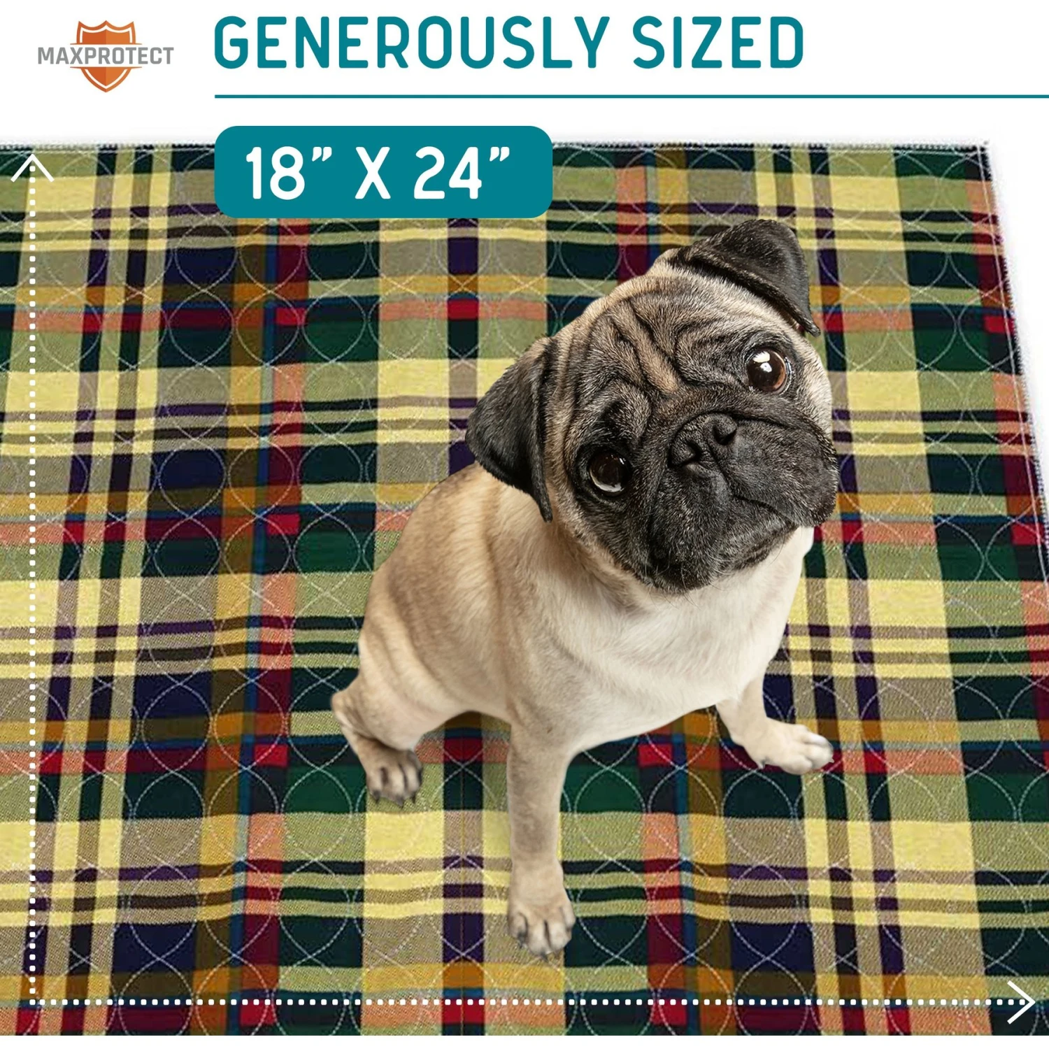 Chew + Heal Max Protect Tartan Plaid Patterned Reusable Dog Pee Pads, 18-in 8 Chew + Heal Max Protect Tartan Plaid Patterned Reusable Dog Pee Pads, 18-in - Image 6