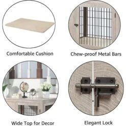 Unipaws Wooden Wire Furniture Style Dog Crate -Dog Supplies 739542 PT4. AC SS1800 V1672168955