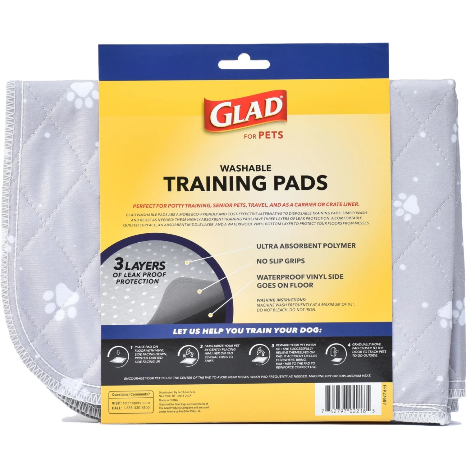 Glad For Pets Washable Training Dog Potty Pad, 2 Count 5 Glad For Pets Washable Training Dog Potty Pad, 2 Count - Image 3