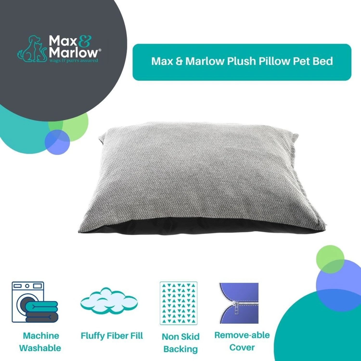 Max & Marlow Plush Pillow Cat & Dog Bed, Large 4 Max & Marlow Plush Pillow Cat & Dog Bed, Large - Image 2