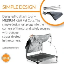 K&H Pet Products Canopy Add On For Elevated Dog Bed -Dog Supplies 78461 PT2. AC SS1800 V1624629492