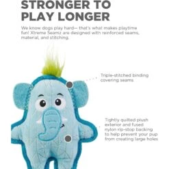 Outward Hound Xtreme Seamz Elephant Durable Squeaky Dog Toy, Blue, Medium -Dog Supplies 786798 PT2. AC SS1800 V1682620891