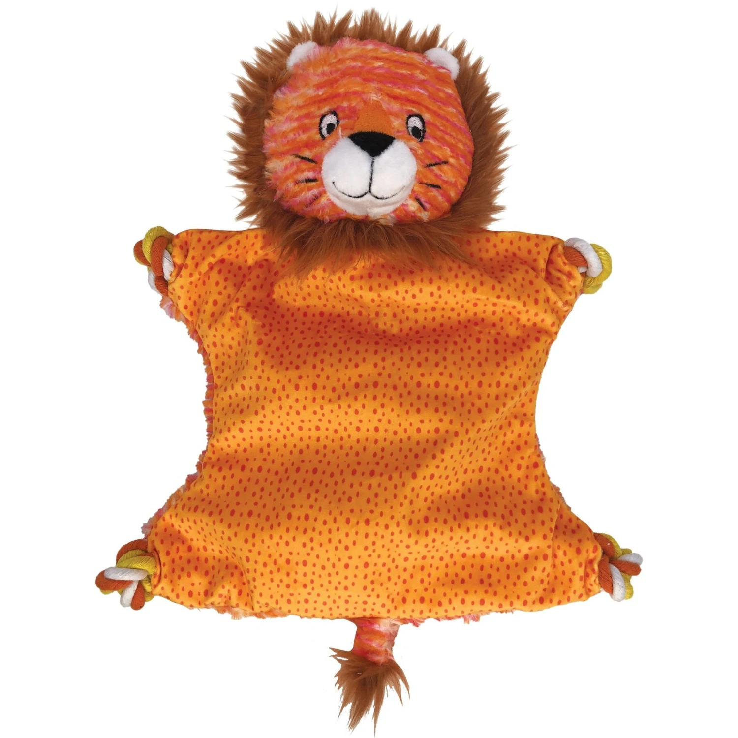 KONG Knots Flatz Lion Dog Toy, Yellow 3 KONG Knots Flatz Lion Dog Toy, Yellow