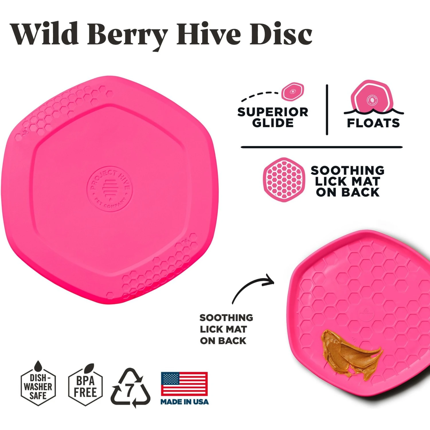 Project Hive Pet Company Hive Wild Berry Scented Disc & Lick Mat Dog Toy, Pink 5 Project Hive Pet Company Hive Wild Berry Scented Disc & Lick Mat Dog Toy, Pink - Image 3
